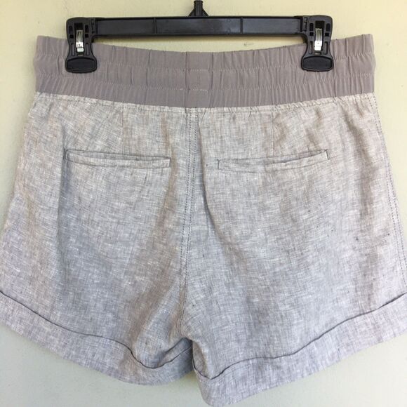 Athleta Cabo Linen Shorts Women 2 Gray Pull-On Cuffed Leg Light Beach Travel - Picture 3 of 10